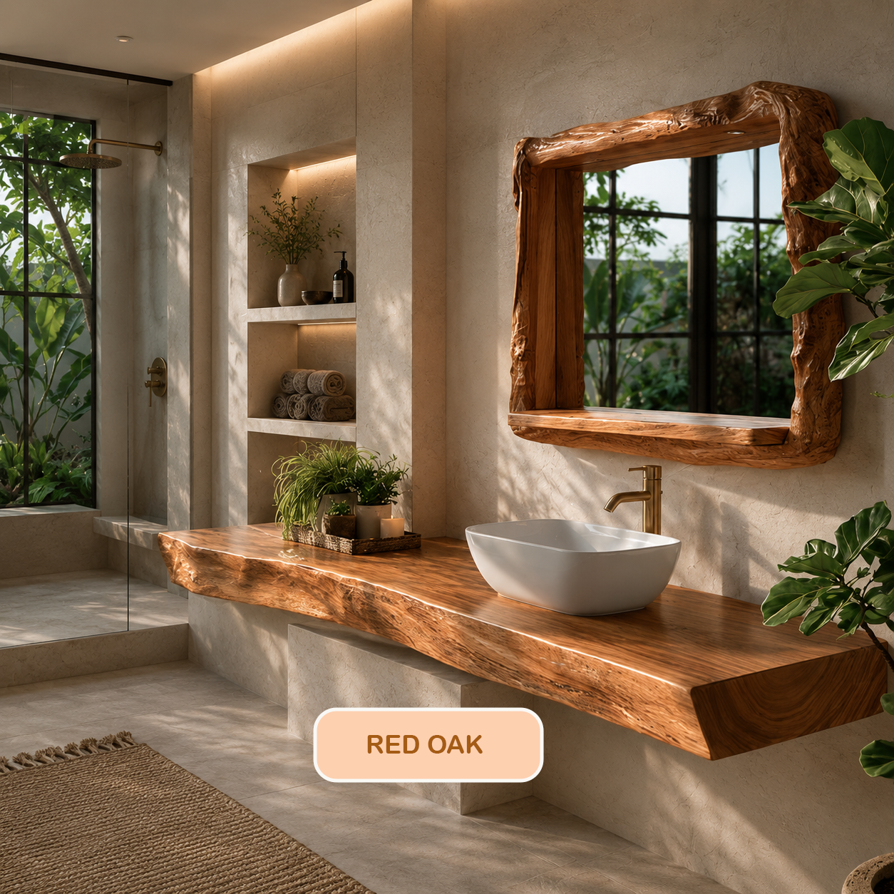 Live Edge Solid Wood Floating Bathroom Vanity