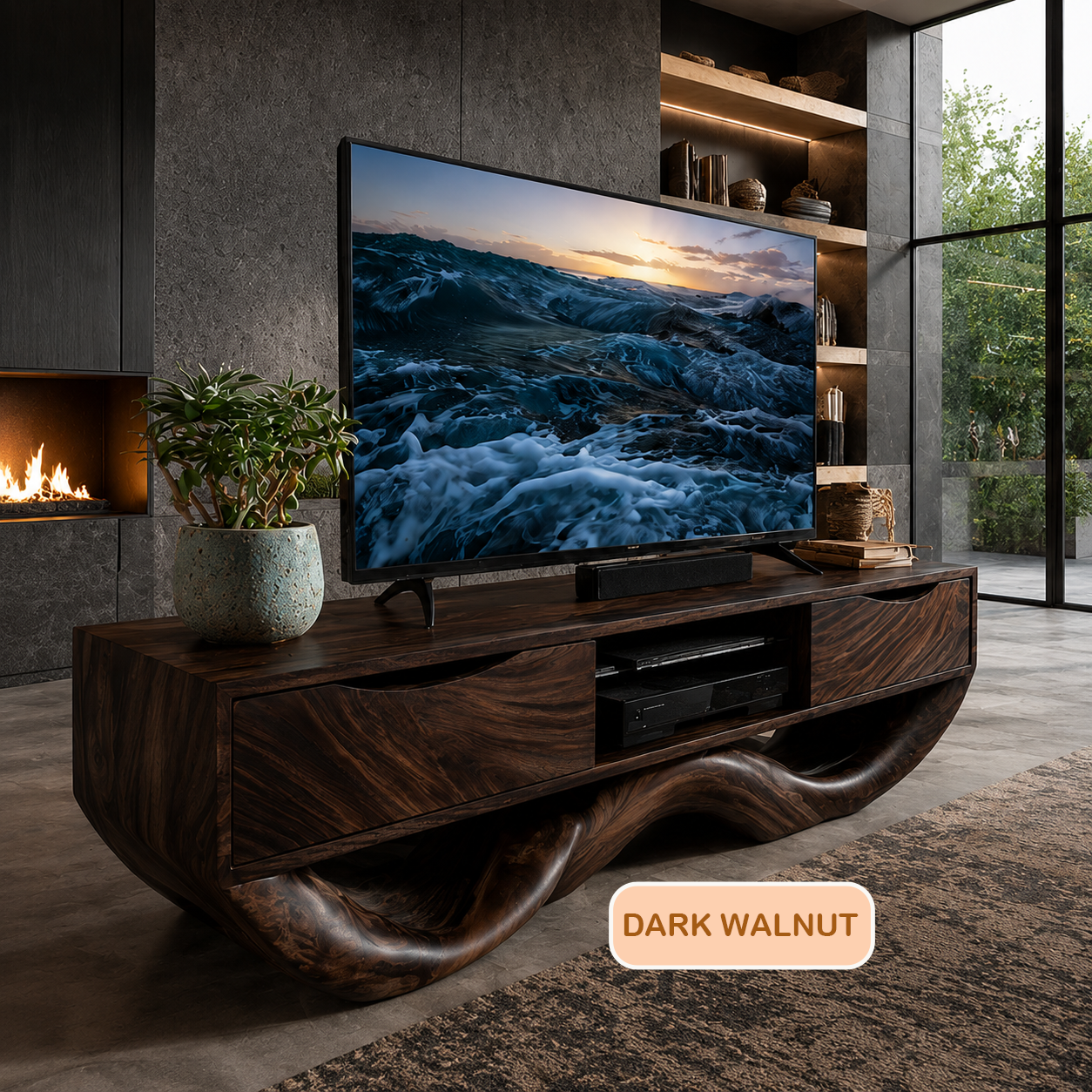 Organic Wood Modern TV Stand