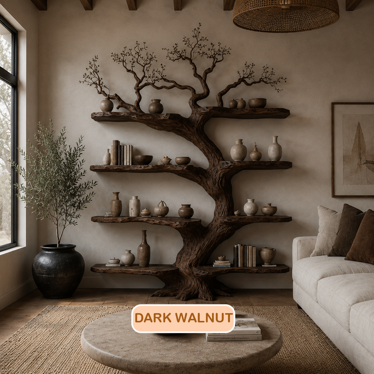 Botanical Inspired Wooden Tree Bookshelf