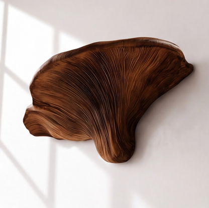 Sculptural Solid Wood Mushroom Floating Shelf