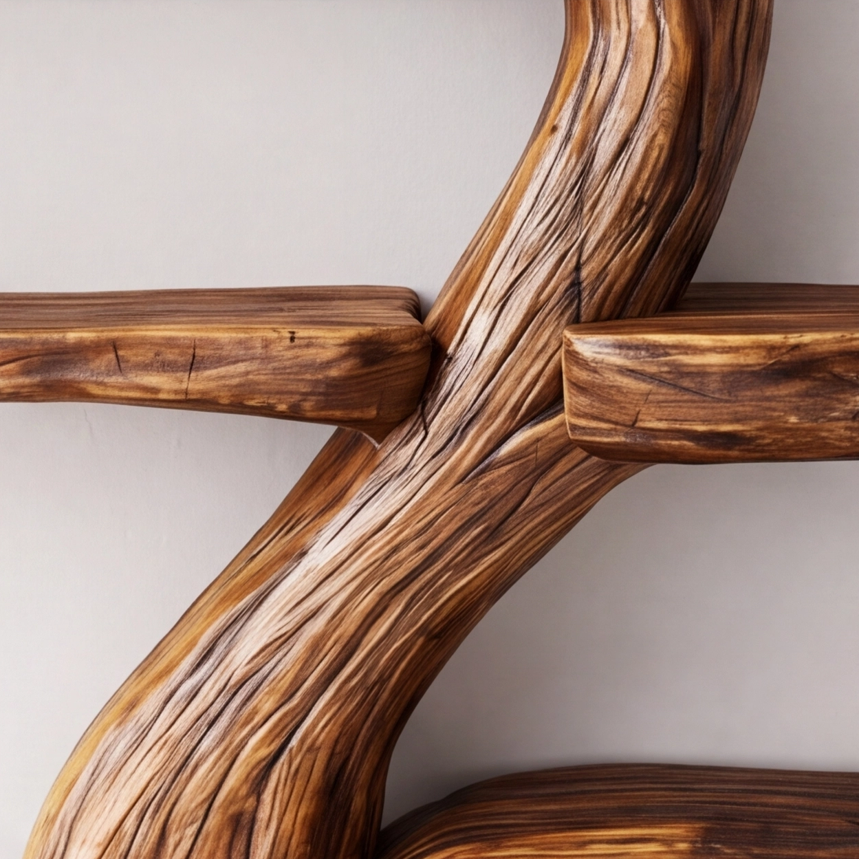 Rustic Solid Wood Tree Branch Shelving