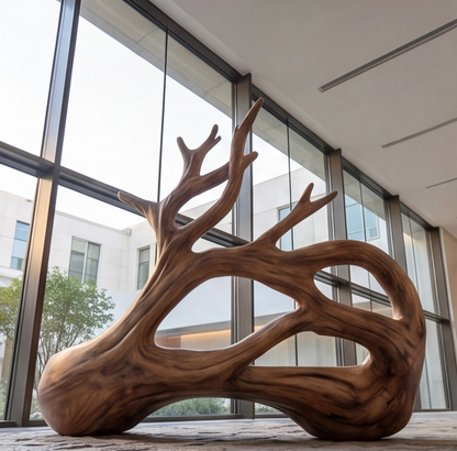 Rustic Solid Wood Tree Root Bench