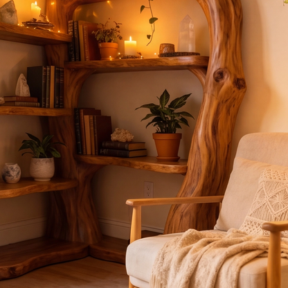 Solid Wood Corner Tree Bookshelf