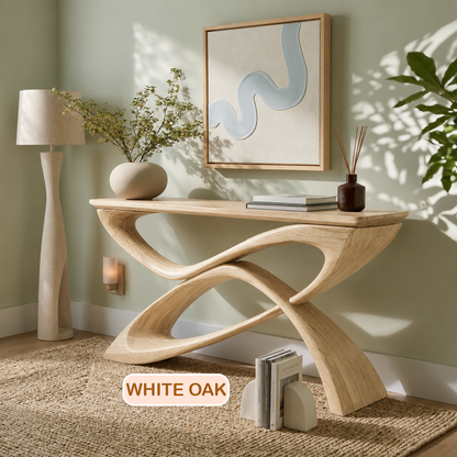 Contemporary Sculptural Wood Console Table