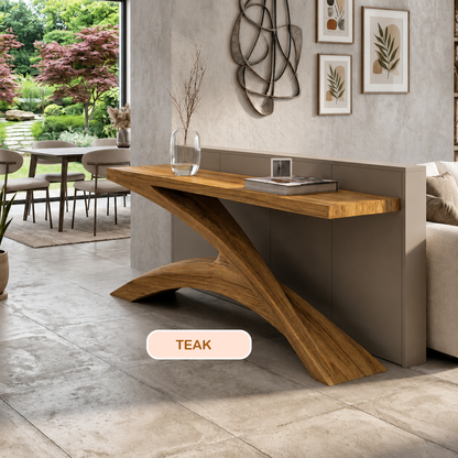 Modern Z-Shaped Wooden Console Table