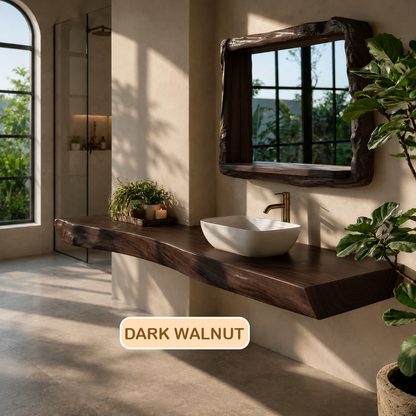 Live Edge Solid Wood Floating Bathroom Vanity