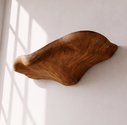 Minimalist Floating Wood Mushroom Shelf