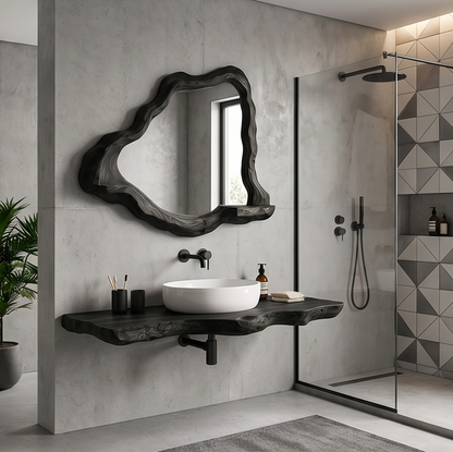 Wall-Mounted Live Edge Wood Bathroom Vanity