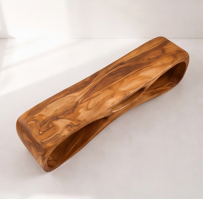 Organic Modern Sculptural Wood Entryway Bench