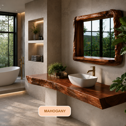 Live Edge Solid Wood Floating Bathroom Vanity