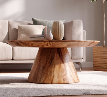 Solid Wood Round Pedestal Coffee Table