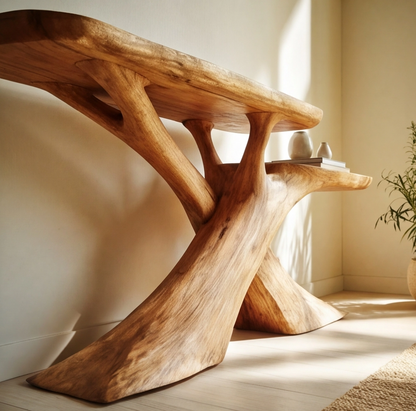 Modern 2-Tier Wood Console Table