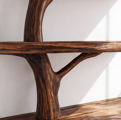 Rustic Wood Corner Tree Bookshelf