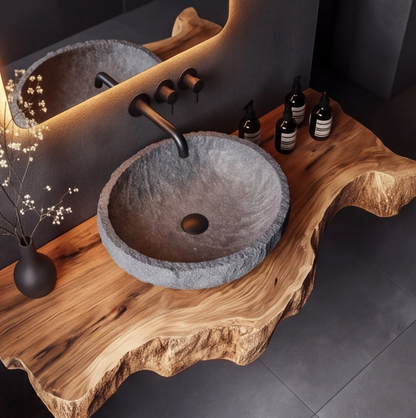 Handmade Rustic Wood Floating Bathroom Counter