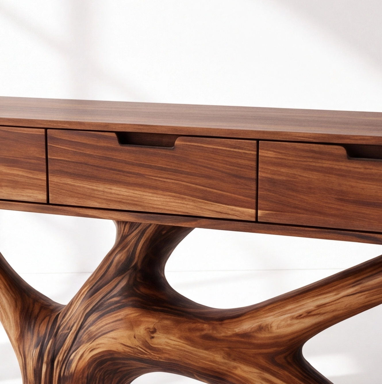 Live Edge Tree Console Table With Drawers