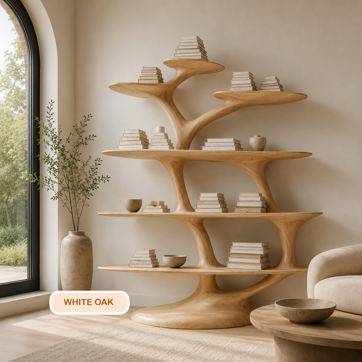 Timber Freestanding Tree Shaped Bookshelf