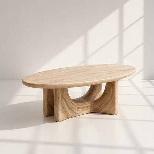 Modern Solid Wood Oval Coffee Table