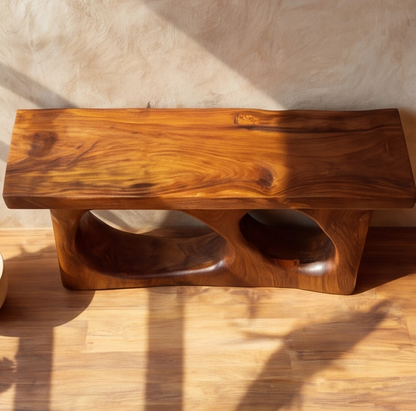 Modern Solid Wood Sculptural Console Table