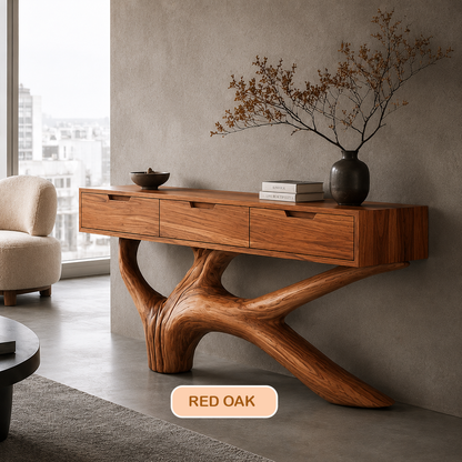 Live Edge Tree Console Table With Drawers