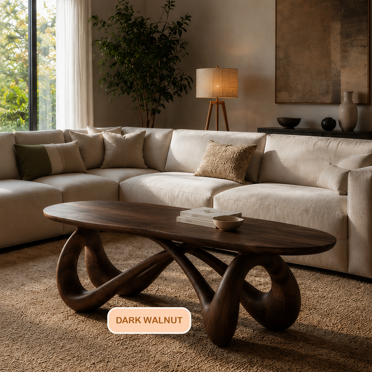 Modern Sculptural Solid Wood Bench