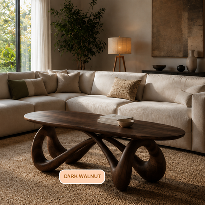 Modern Sculptural Solid Wood Bench