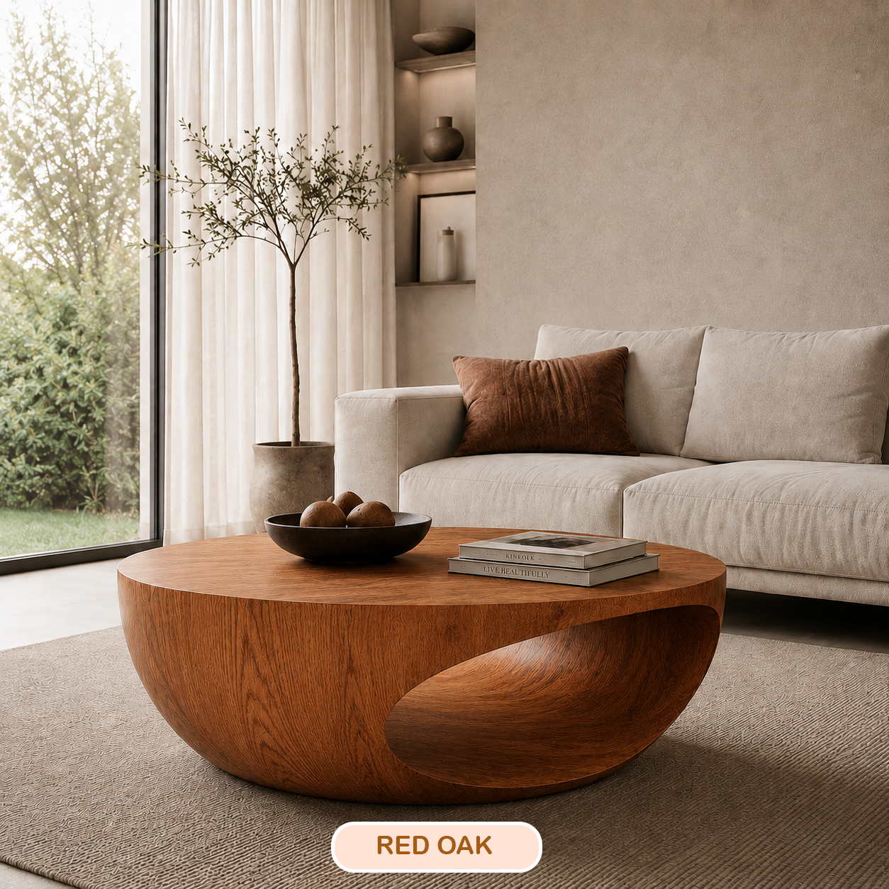 Organic Minimalist Sculptural Wood Coffee Table