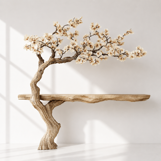 Artistic Wood Tree Shape Console Table