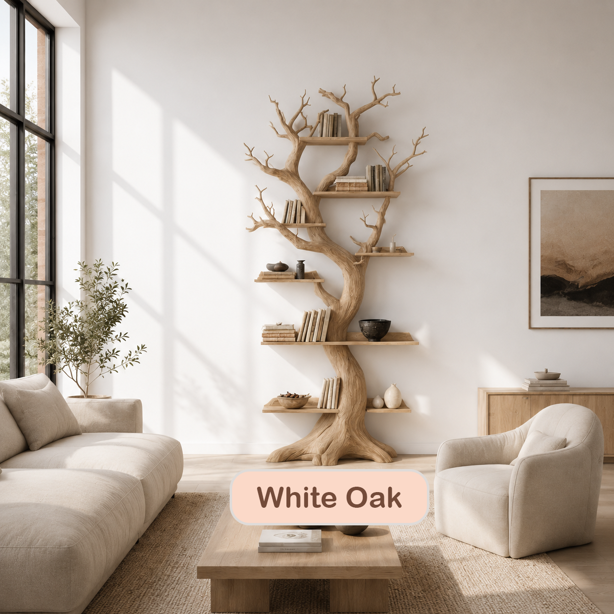 Solid Wood Tree Shaped Bookshelf