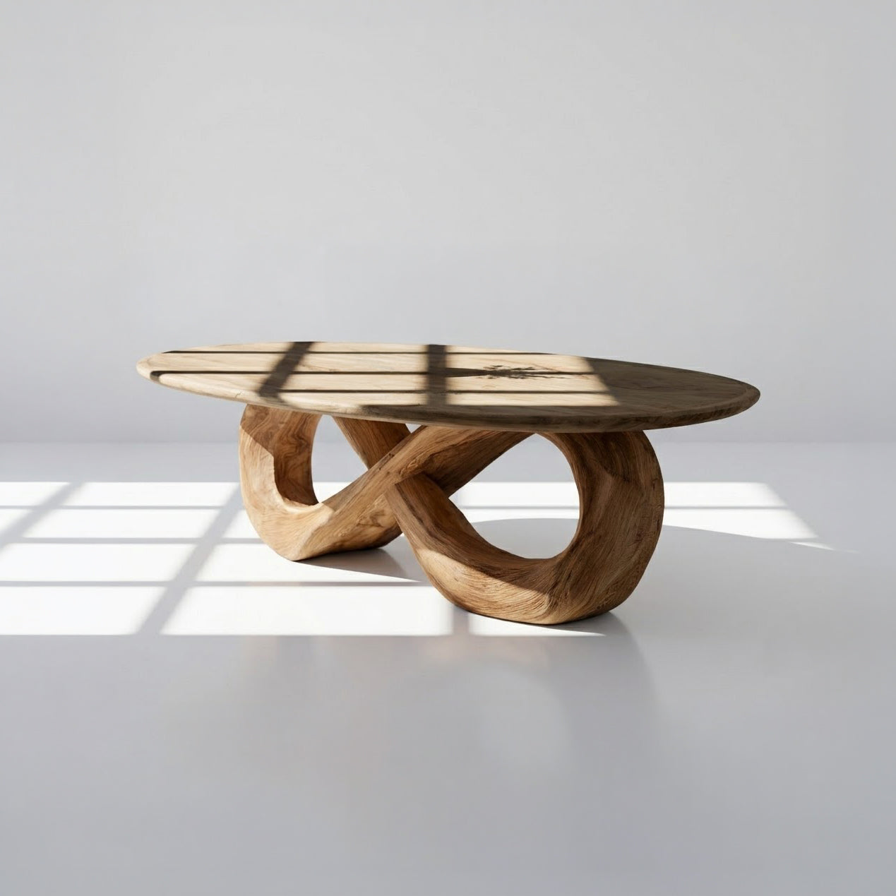 Japandi Solid Wood Oval Coffee Table