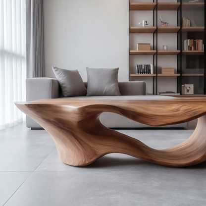 Handmade Sculptural Solid Wood Coffee Table