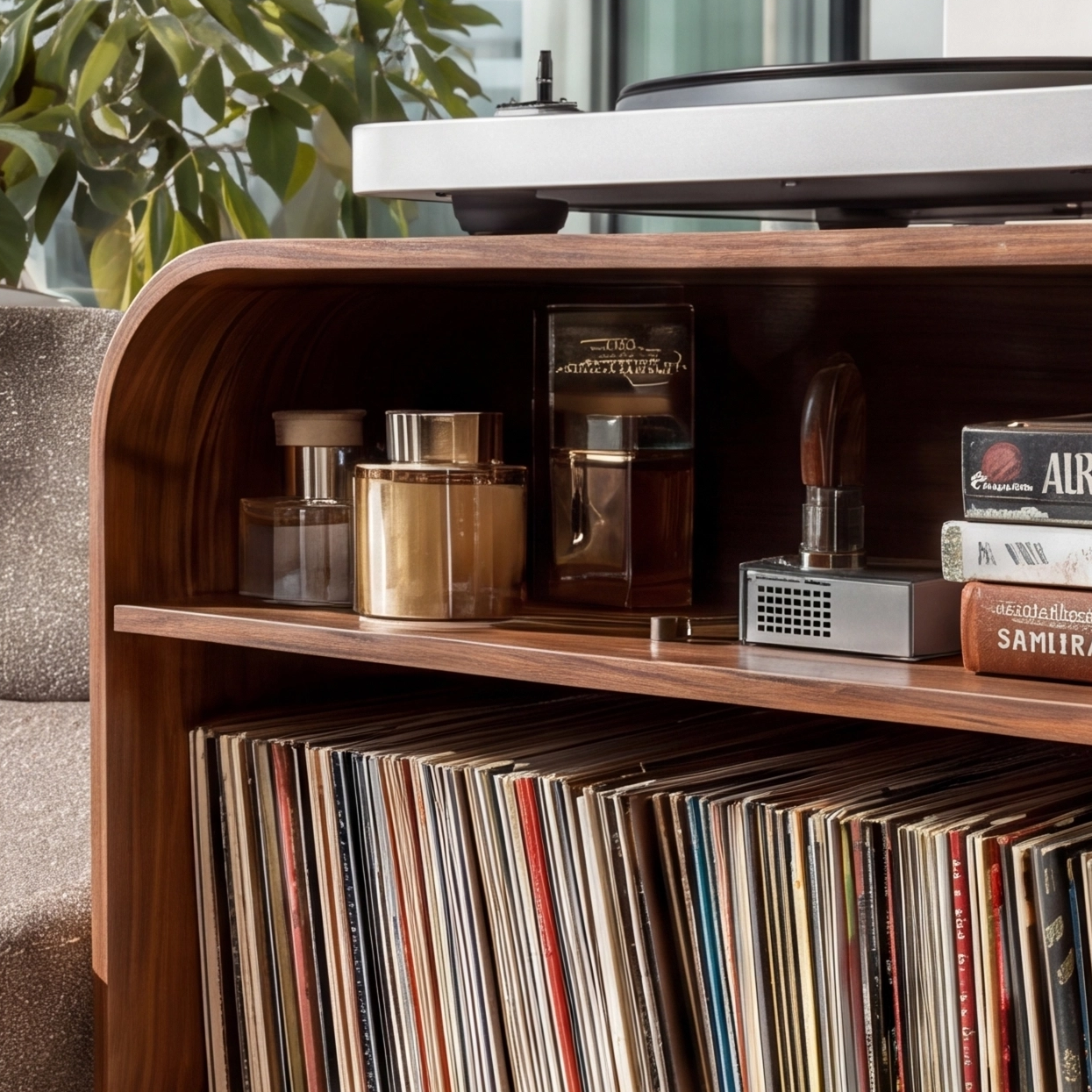 Rustic Solid Wood Record Player Stand