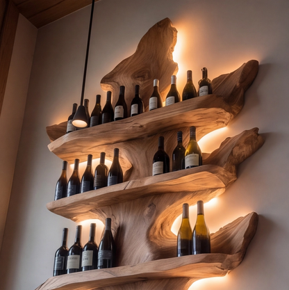 Wall Mounted Live Edge Wine Rack