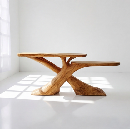 Modern 2-Tier Wood Console Table