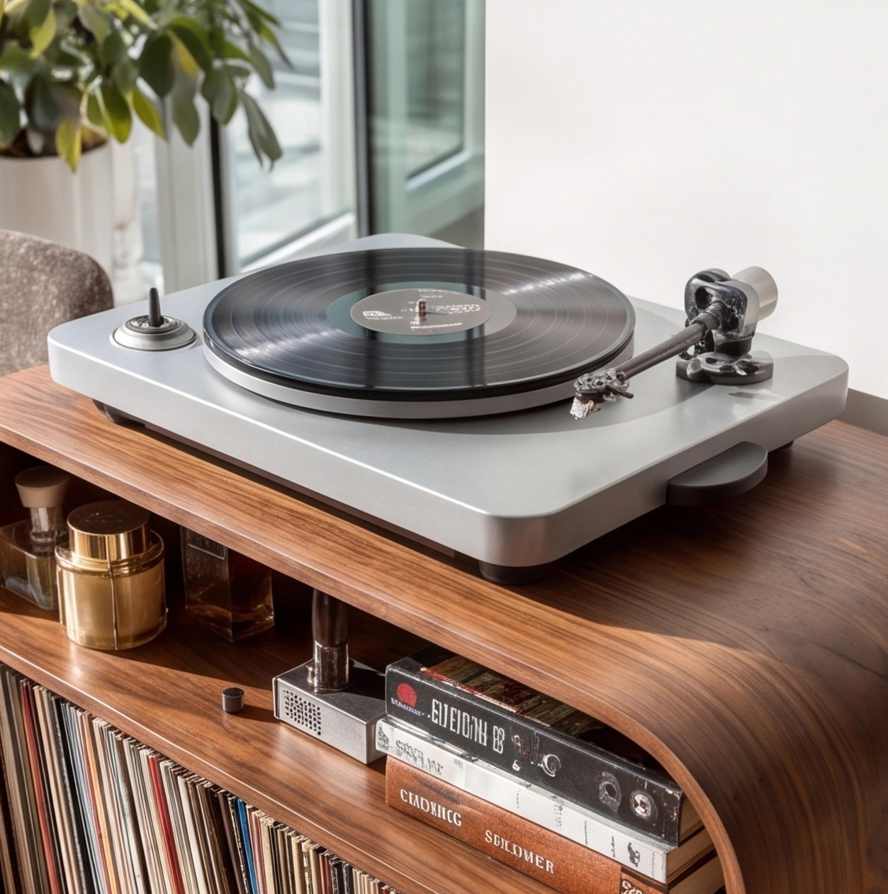 Rustic Solid Wood Record Player Stand
