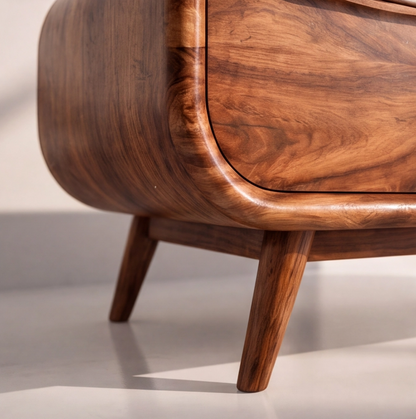 Mid-Century Solid Wood Record Player Stand