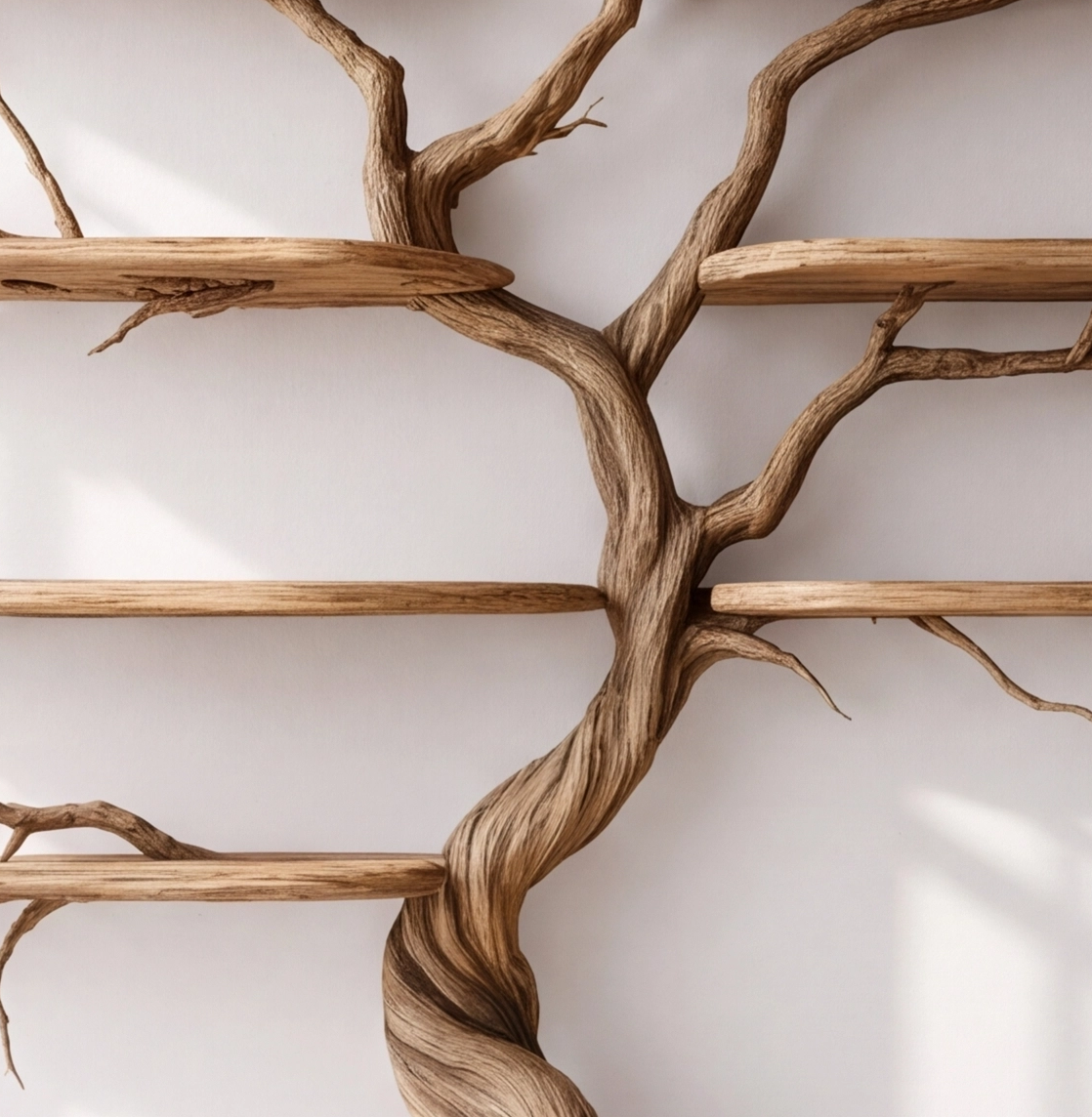 Nature Inspired Wooden Tree Shelf