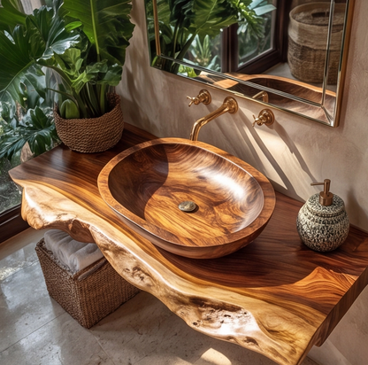 Floating Live Edge Wood Bathroom Vanity