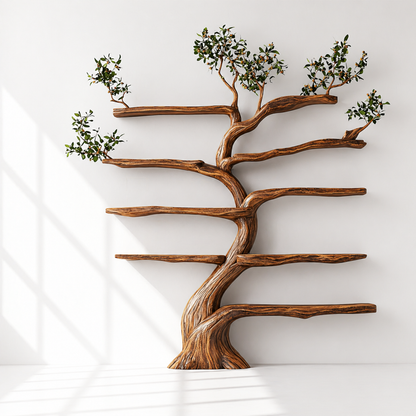 Rustic Solid Wood Tree Branch Shelving
