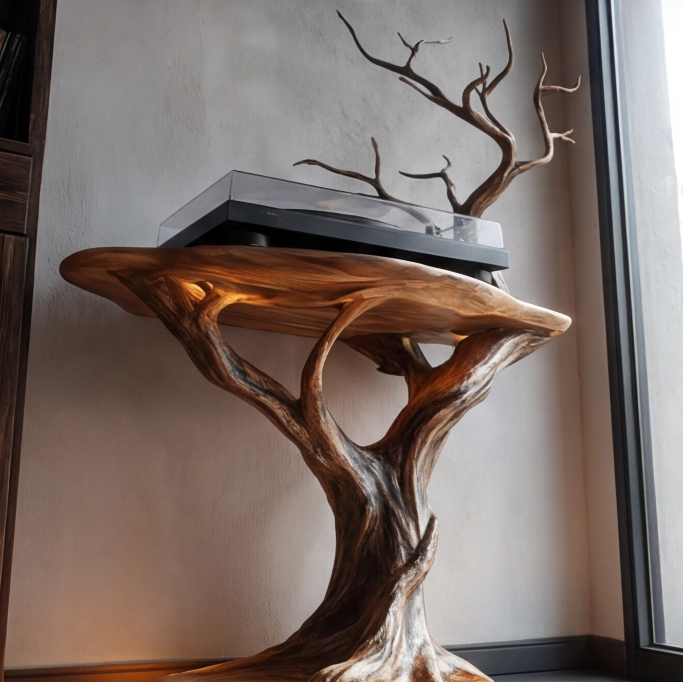 Organic Modern Sculptural Record Player Stand
