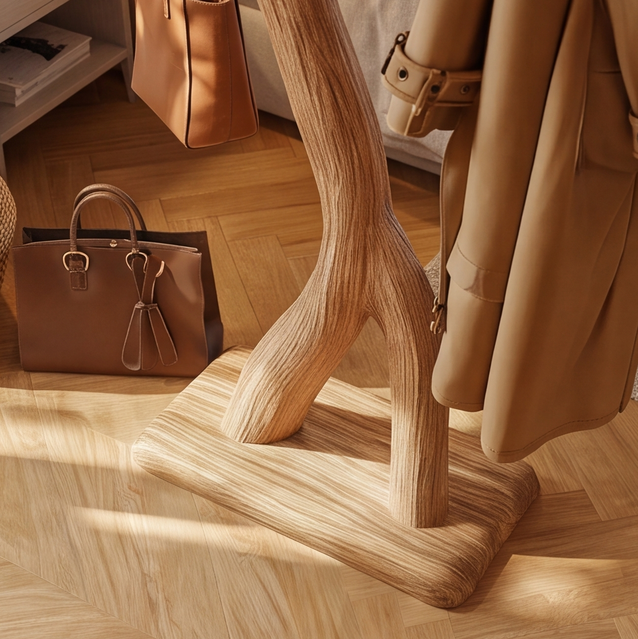 Freestanding Tree Coat Rack Solid Wood