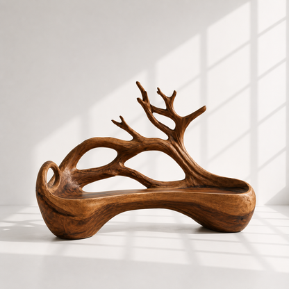 Rustic Solid Wood Tree Root Bench