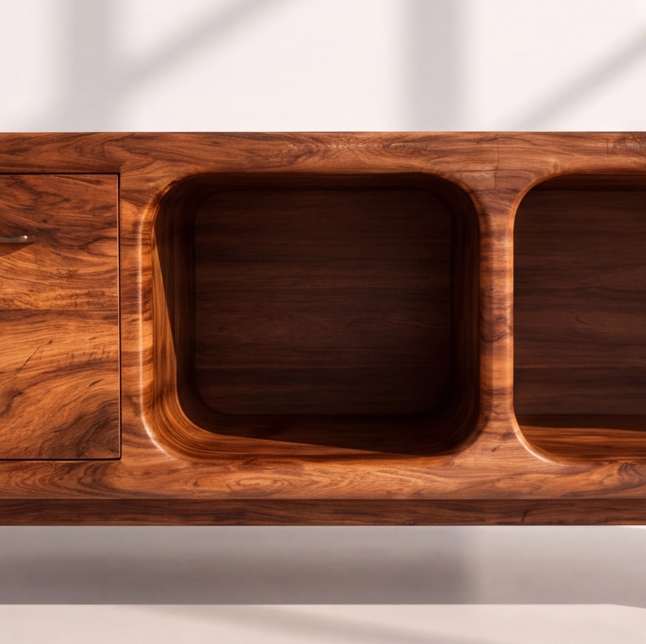 Mid-Century Solid Wood Record Player Stand