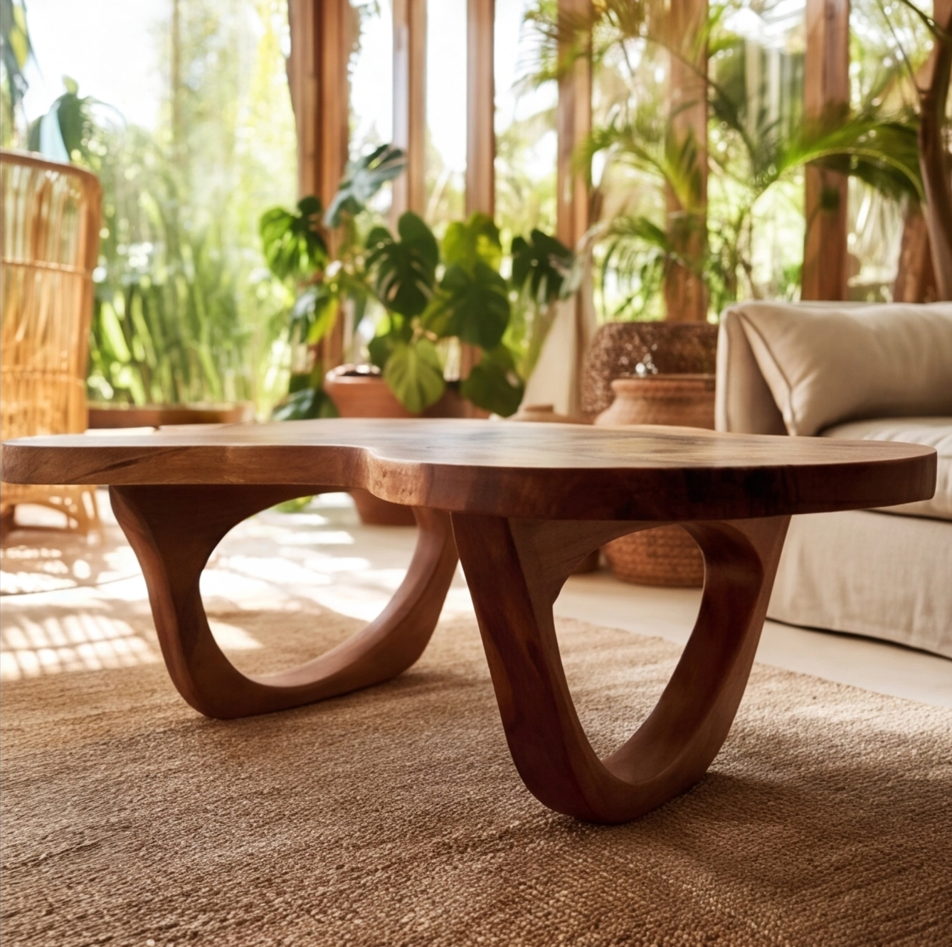 Solid Wood Organic Freeform Coffee Table