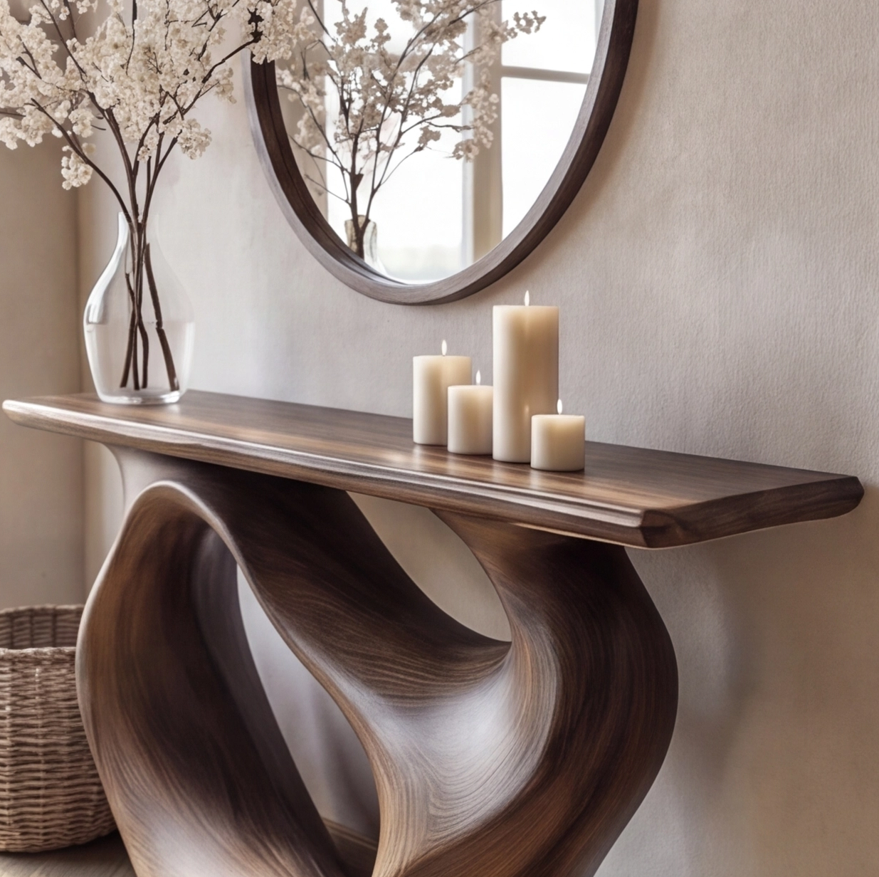 Organic Modern Solid Wood Console Table