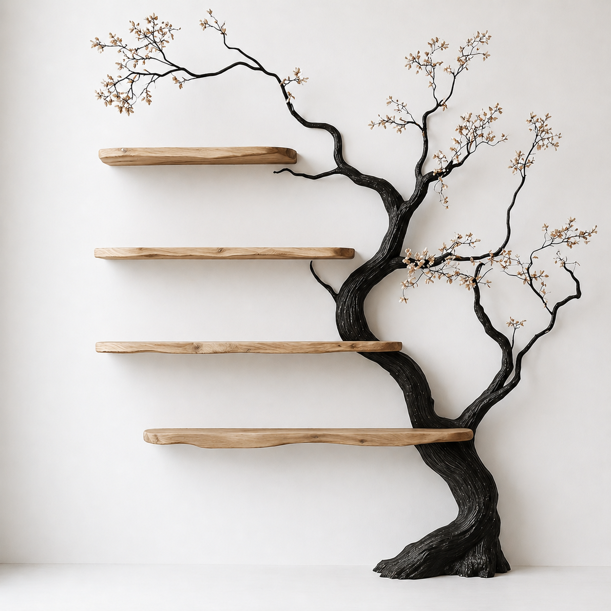 Rustic Wood Tree Branch Bookshelf