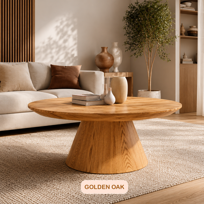 Solid Wood Round Pedestal Coffee Table