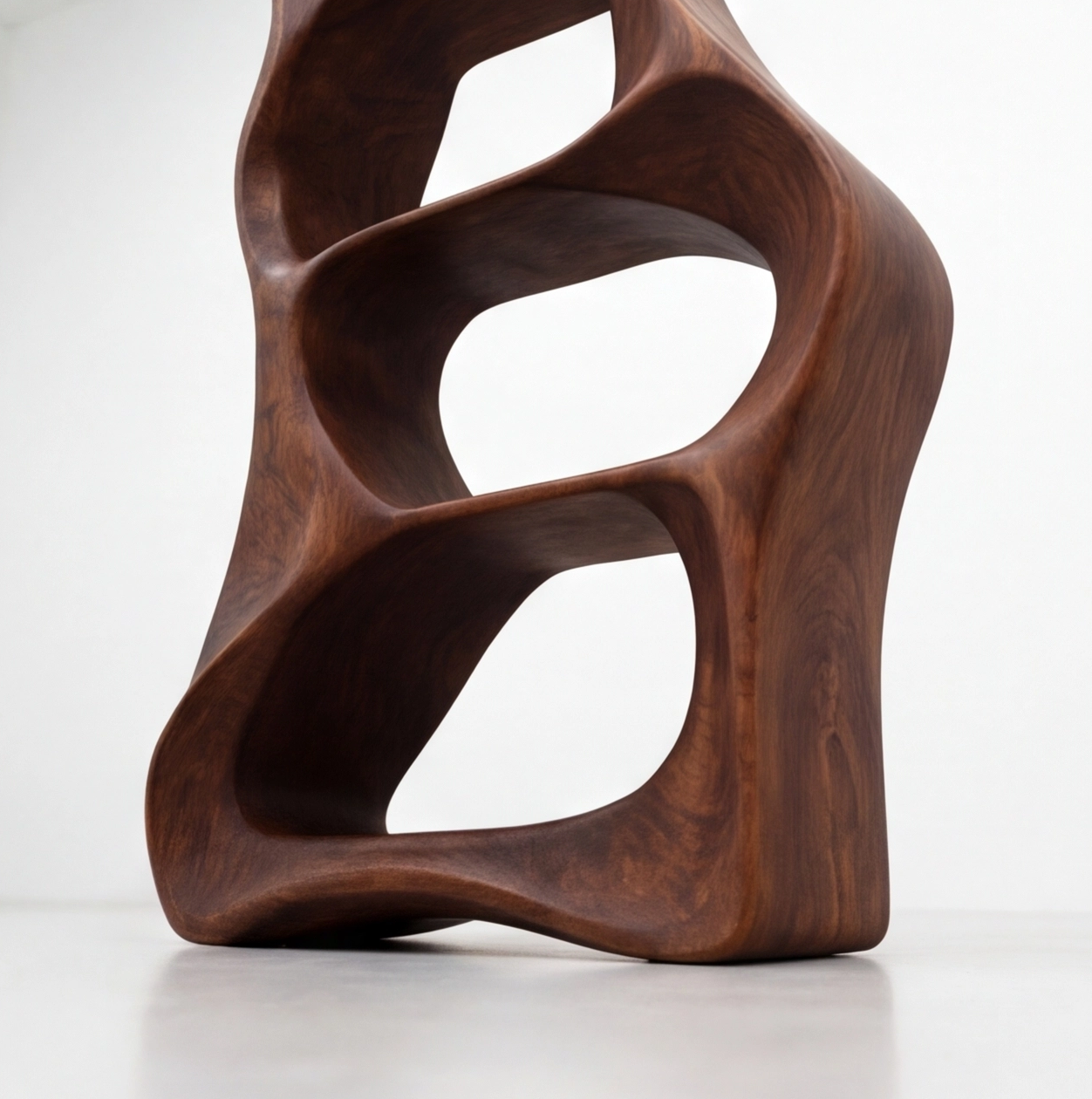 Organic Sculptural Wooden Open Bookshelf