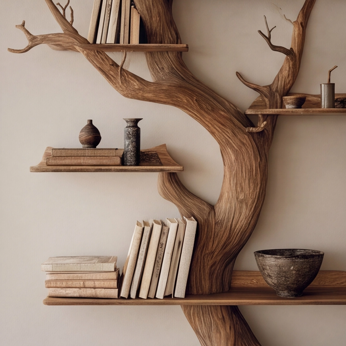 Solid Wood Tree Shaped Bookshelf
