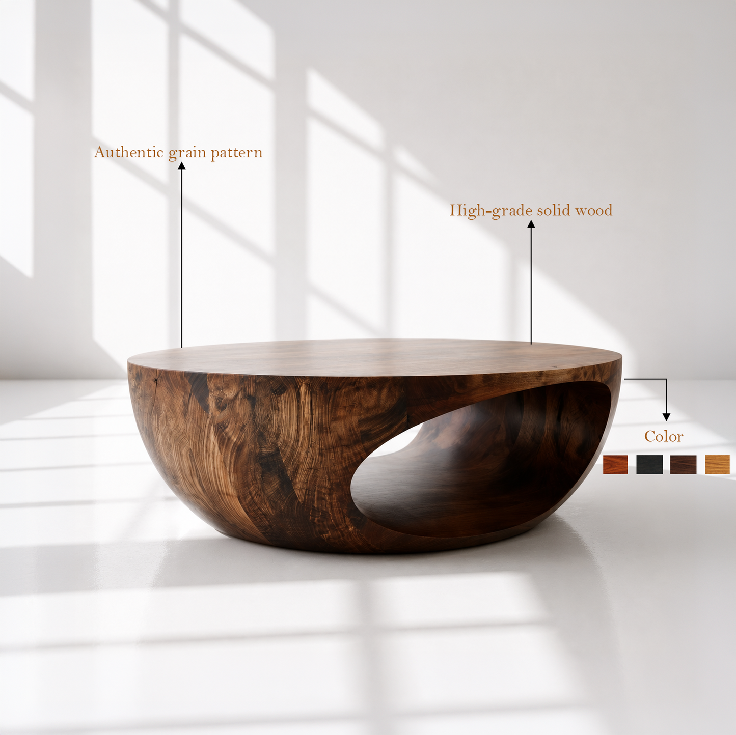 Organic Minimalist Sculptural Wood Coffee Table