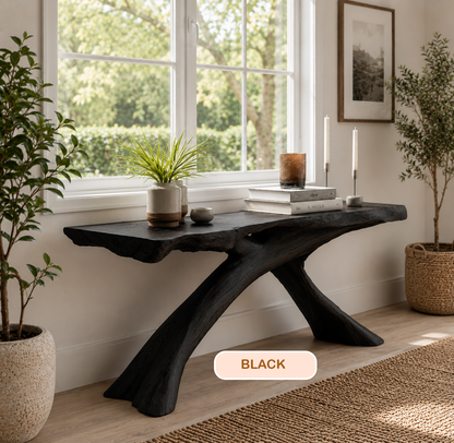 Rustic Organic Wood Console Table